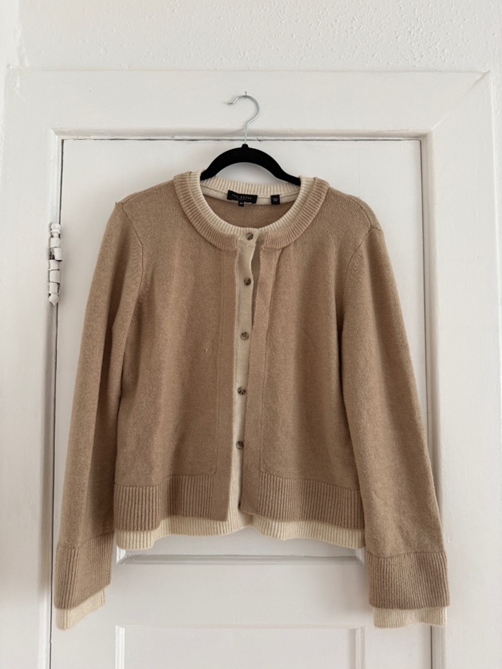 Ted Baker Two-Tone Beige Cream Button Cardigan